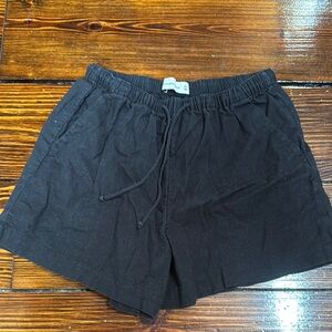 Abercrombie & Fitch Black Linen Elastic Waist Shorts